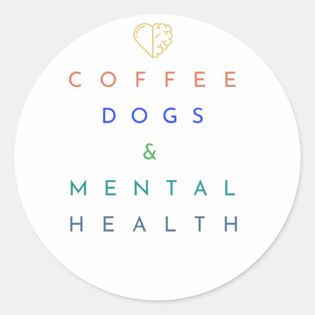 Pegatina Redonda Café, perros y salud mental: el trío perfecto (Anverso)