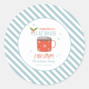 Pegatina Redonda Café plano del navidad de los amantes del café con