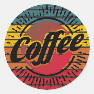 Pegatina Redonda Café retro al atardecer