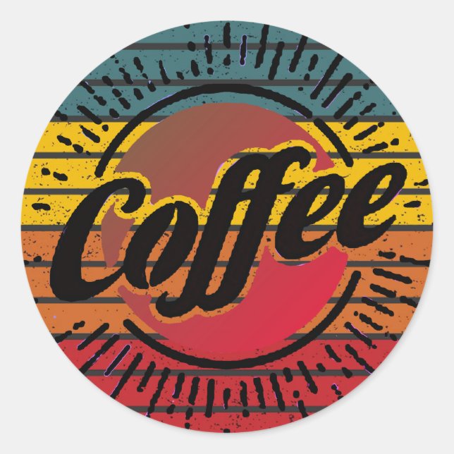 Pegatina Redonda Café retro al atardecer (Anverso)