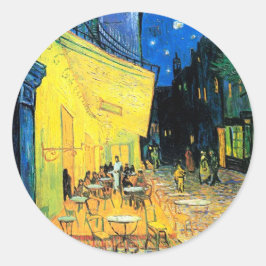 Pegatina Redonda Café Terrace at Night (1888) Vincent Van Gogh art