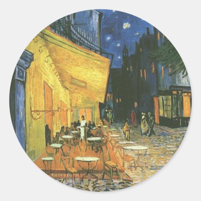 Pegatina Redonda Cafe Terrace - Vincent van Gogh (Anverso)