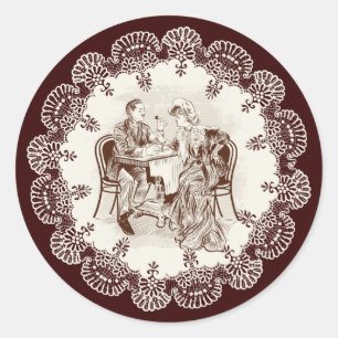 Pegatina Redonda café y amor