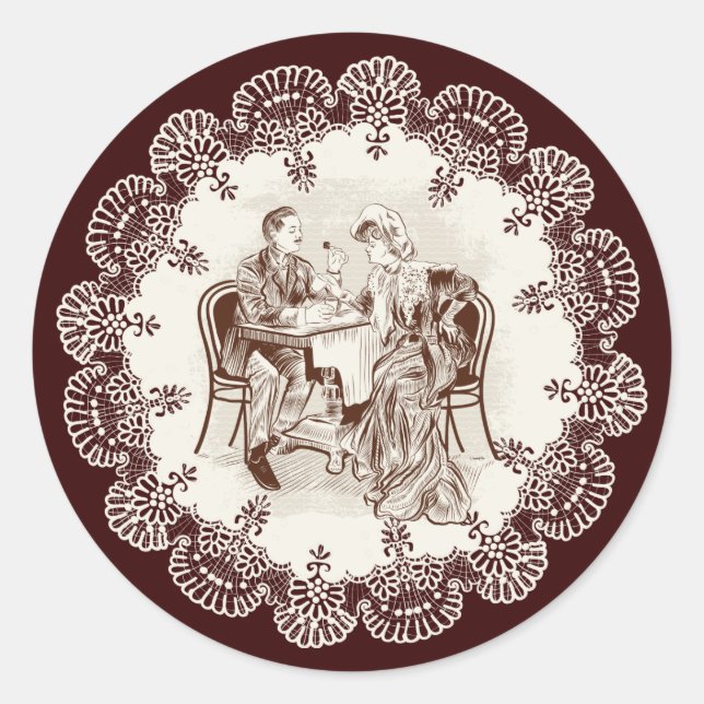 Pegatina Redonda café y amor (Anverso)