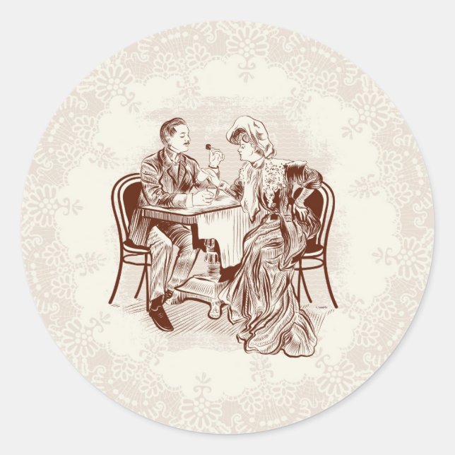 Pegatina Redonda café y amor (Anverso)