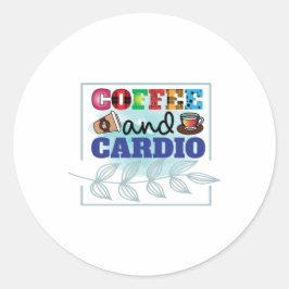 Pegatina Redonda Café Y Cardio