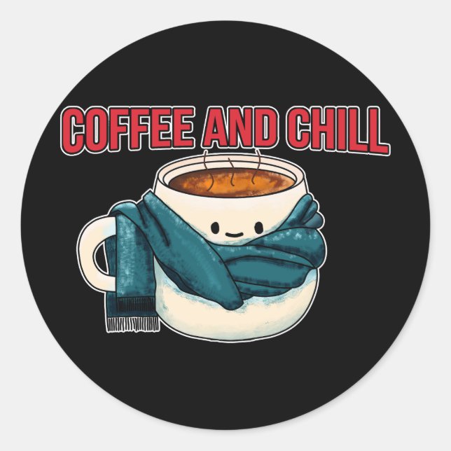 Pegatina Redonda Café Y Chill (Anverso)