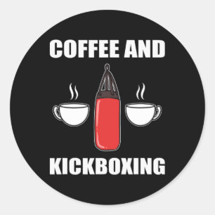 Pegatina Redonda Café y kickboxing