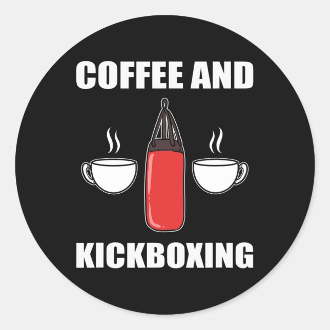 Pegatina Redonda Café y kickboxing  (Anverso)