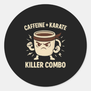 Pegatina Redonda Cafeína Karate Asesino Café Combo Ropa Ninja