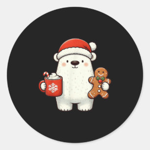 Pegatina Redonda Cafetera Coso Oso Santa Sombrero Navidad Festejo X