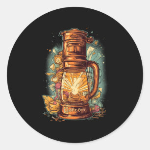 Pegatina Redonda Cafetera Fría Cafetera Helada Café Barista Caffein