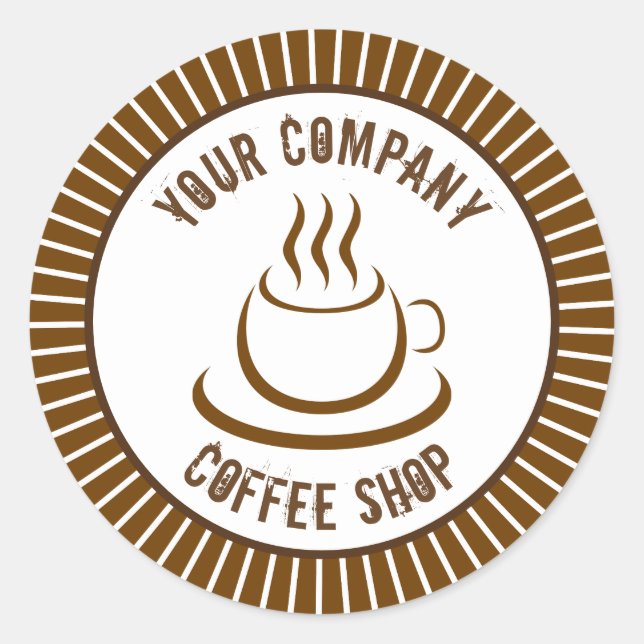 Pegatina Redonda Cafetería (Anverso)
