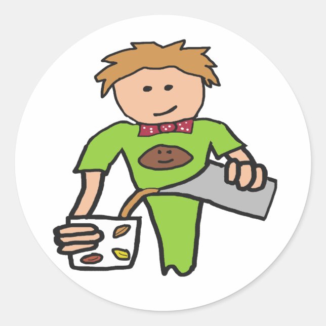 Pegatina Redonda Cafetería de Barista (Anverso)