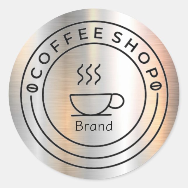 Pegatina Redonda Cafetería de la Copa de Mundo (Anverso)