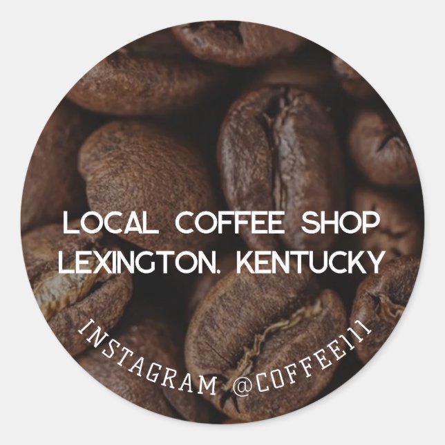 Pegatina Redonda Cafetería local (Anverso)