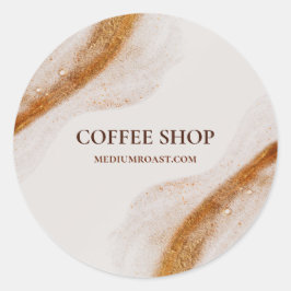 Pegatina Redonda Cafetería Mínima Simple