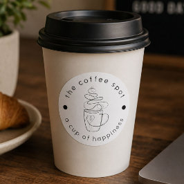 Pegatina Redonda Cafetería Personalizada Agrega Tu Logotipo Moderno