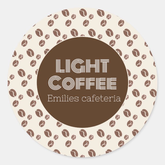 Pegatina Redonda Cafetería Restaurante Flavor Light Type (Anverso)