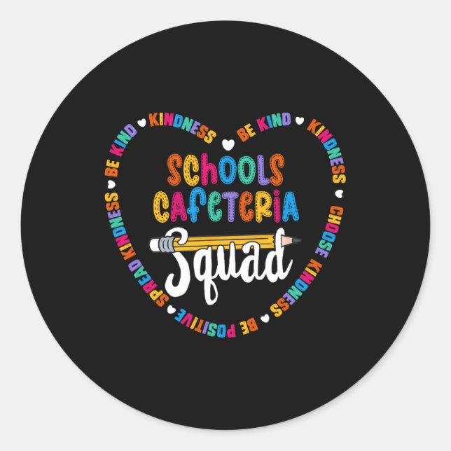 Pegatina Redonda Cafetería Squad De Vuelta Al Colegio Feliz Primer  (Anverso)