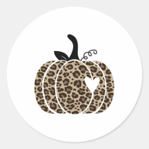 Pegatina Redonda Caída Calabaza Cuta Acción de Gracias Bomba Leopar