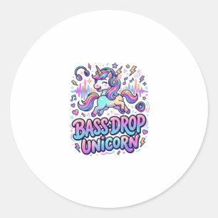 Pegatina Redonda Caída de bajo unicornio idea de regalo tipografía 