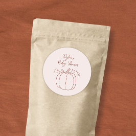 Pegatina Redonda Caída de calabaza Mano dibujada de Baby Shower de