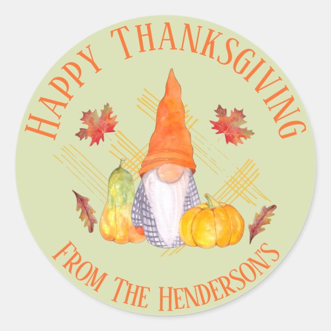 Pegatina Redonda Caída de las acuarelas, Calabazas Y Saltos 2 (Anverso)