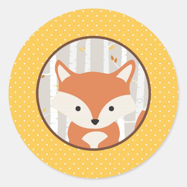 Pegatina Redonda Caída de Woodland / Favor de Baby Shower de invier (Anverso)