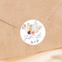 Pegatina Redonda Caída en el amor Calabaza Boda de otoño