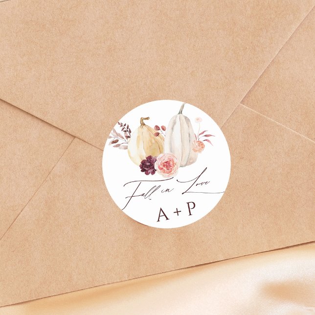 Pegatina Redonda Caída en el amor Calabaza Boda de otoño (Subido por el creador)