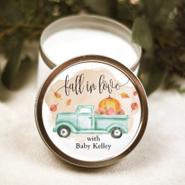 Pegatina Redonda Caída en el amor Calabaza Camión Baby Shower