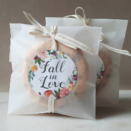 Pegatina Redonda Caída en el amor Rústico Borgoña Boda floral Rubor