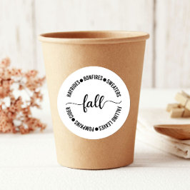 Pegatina Redonda Caída Hayrides Bonfires Cider Thankending