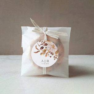 Pegatina Redonda Caída Rustica deja Boda