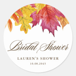Pegatina Redonda Caída Rústica Sale De La Ducha Bridal Otoño