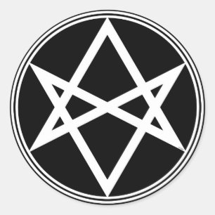Pegatina Redonda Caída Unicursal Hexagram White