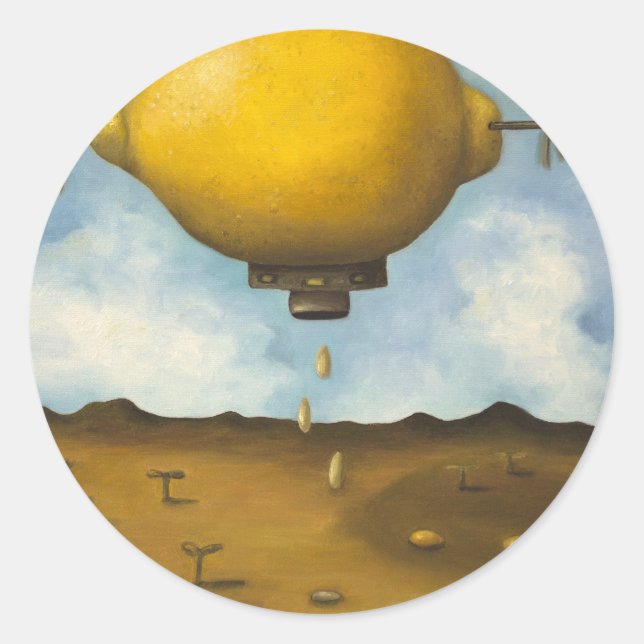 Pegatina Redonda Caídas de limón (Anverso)