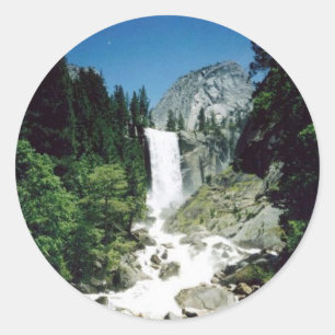 Pegatina Redonda Caídas vernales Yosemite