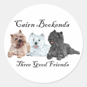 Pegatina Redonda Cairn Bookends, Tres Buenos Amigos