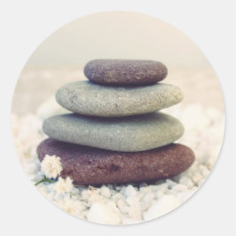 Pegatina Redonda Cairn meditativo de piedras apiladas
