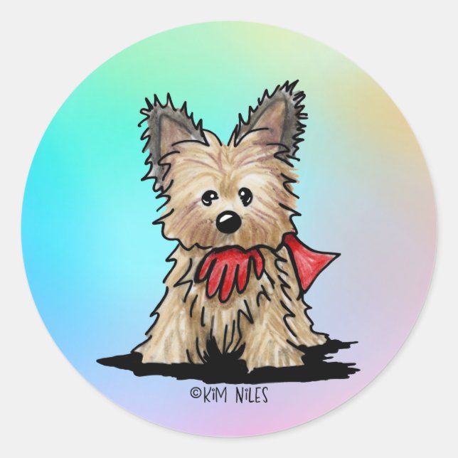 Pegatina Redonda Cairn Terrier (Anverso)