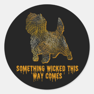 Pegatina Redonda Cairn Terrier Dog Silhouette Fun Halloween