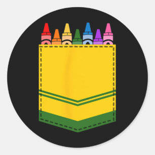 Pegatina Redonda Caja de crayones Regalo de profesor de bolsillo Di