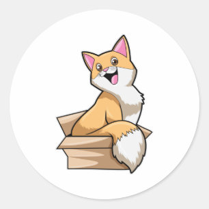 Pegatina Redonda Caja de gatos