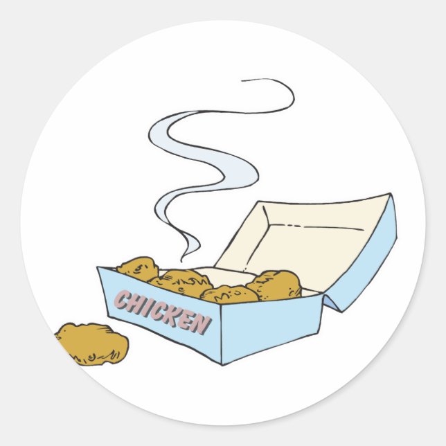 Pegatina Redonda caja de nuggets de pollo (Anverso)