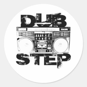 Pegatina Redonda Caja de Ritmos Negra Dubstep