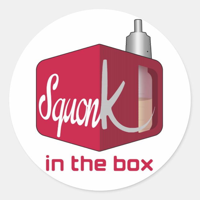 Pegatina Redonda Caja de Squonker (Anverso)
