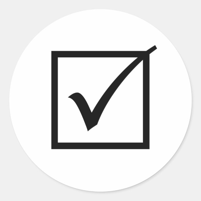 Pegatina Redonda Caja de verificación negra (Anverso)