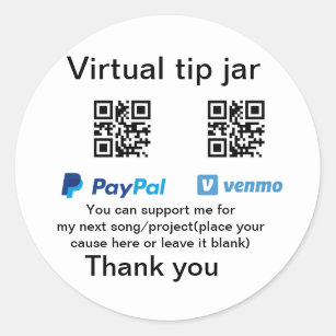 Pegatina Redonda Caja virtual de ayuda a través de código q donació